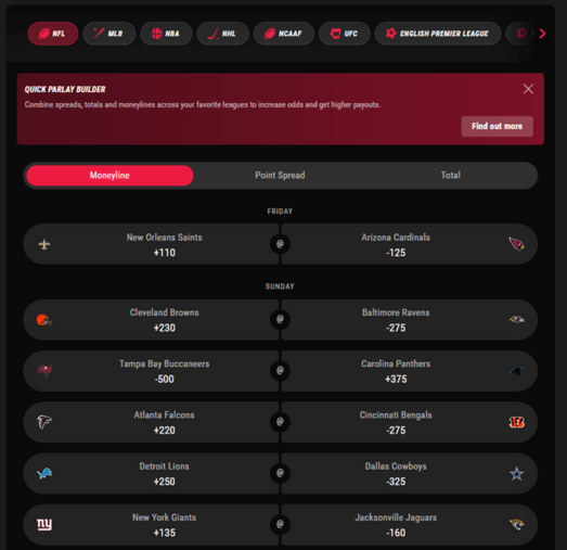 pointsbet betting types